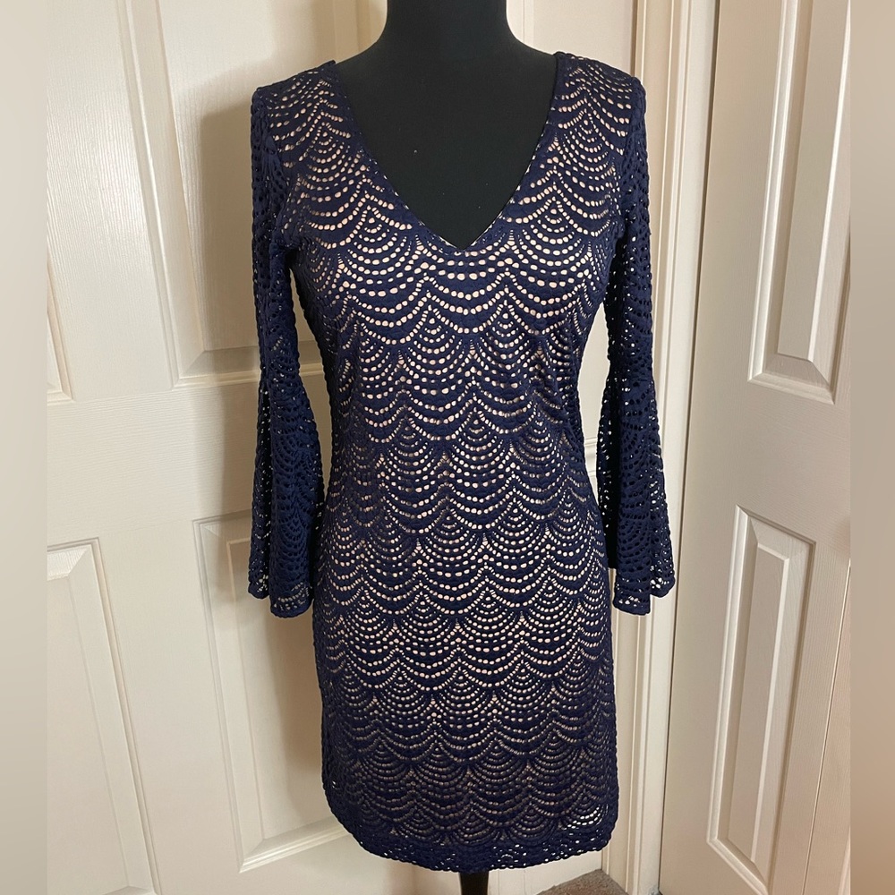 Lilly Pulitzer Navy Nicoline Scalloped Dress